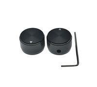 KAISH 63/64"(25mm) Diam.Pack of 2 Aluminium Potentiometer Knobs 1/4" Universal Metal Pot Knobs with Indicator & Set Screw for Guitar/Bass/AMP Amplifier/Power Amplifier/Preamps/Audio Equipments Black