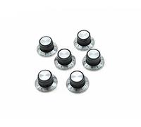 KAISH 6pcs Black with Chrome Vintage Guitar Amplifier Top Hat Reflector Knob Effect Pedal Knobs