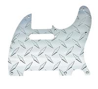 KAISH 8 Hole Metal Diamond Plate Modern Style Tele Pickguard Aluminum TL Scratch Plate for American/Mexican FD Telecaster Silver