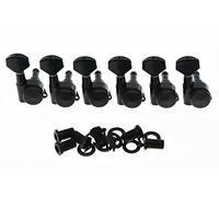 KAISH Black Locking Guitar Tuners 6 Inline Tuning Keys Machine Heads Korea Made