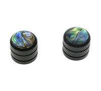 KAISH Black Set of 2 Push on Fit Abalone Top Guitar Knobs Dome Knobs Bass Knob for Tele/Telecaster