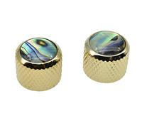 KAISH Gold Large Size 2pcs Push on Fit Abalone Top Dome Knobs Abalone Inserts Import Style Guitar Bass Knobs for Precision P Bass or Tele Guitars