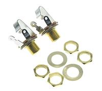 KAISH Gold Premium 2-Pack Brass Material Metric Thread Audio 1/4" Female Guitar/Bass Output/Input Jack 6.35mm TS Mono Panel Mount Jack Socket with Nuts and Washer