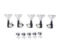 KAISH Lefty 5 String 3L2R 18:1 Sealed Bass Tuners Left Handed Bass Guitar Tuning Keys Tuning Machine Heads for Ibanez/Yamaha Style Acoustic/Electric Bass Black with Chrome