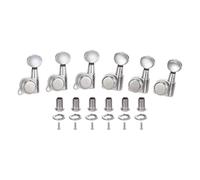 KAISH Lefty 6 Inline 18:1 Locking Tuners Tuning Keys Guitar Locking Tuning Machines with Vintage Oval Button for Strat/Tele/Electric Guitars Chrome