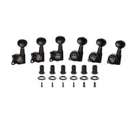 KAISH Lefty 6 Inline 18:1 Locking Tuners Tuning Keys Guitar Locking Tuning Machines with Vintage Oval Button for Strat/Tele/Electric Guitars Black