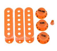 KAISH Orange ST Strat Pickup Covers Knobs and 5 Way Switch Tip Cap