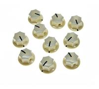 KAISH Pack of 10 Aged White Mini MXR Style Skirted AMP Knob Brass Insert Effect Pedal Knobs