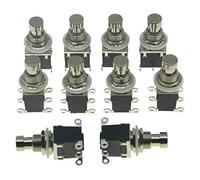KAISH Pack of 10 Latching Stomp Push Button 6-Pin DPDT Side Terminals Guitar Effect Pedal Switch Footswitches Black