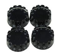 KAISH Pack of 4 American Spec LP Guitar Knurled Speed Dial Knobs 24 Fine Spline Control Knobs for Les Paul with CTS Split Shaft Pots Black