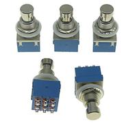 KAISH Pack of 5 Box Stomp 9-Pin 3PDT Electric Guitar Effect Pedal Switch Push Button Footswitches True Bypass Blue