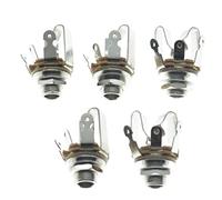 KAISH Premium 5pcs Brass American Thread Audio 1/4" Female Stereo Jack Socket 6.35mm Output/Input Jack TRS Stereo Panel Mount Jack Socket for Guitar/Bass/Pedals/Microphone