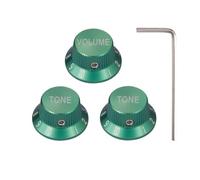 KAISH Premium Metal 1/4" Universal Guitar Potentiometer Knobs Aluminium Volume Tone Top Hat Bell Knobs with Set Screw for Strat/Ibanez/Yamaha/Les Paul 1*Volume 2*Tone Green