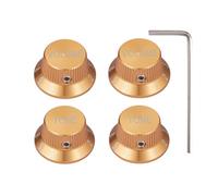 KAISH Premium Metal 1/4" Universal Guitar Potentiometer Knobs Aluminium Volume Tone Top Hat Bell Knobs with Set Screw for Strat/Ibanez/Yamaha/Les Paul 2*Volume 2*Tone Gold