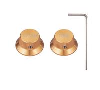 KAISH Premium Metal 1/4" Universal Guitar Potentiometer Knobs Aluminium Volume Tone Top Hat Bell Knobs with Set Screw for Strat/Ibanez/Yamaha/Les Paul 1*Volume 1*Tone Gold