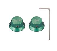 KAISH Premium Metal 1/4" Universal Guitar Potentiometer Knobs Aluminium Volume Tone Top Hat Bell Knobs with Set Screw for Strat/Ibanez/Yamaha/Les Paul 1*Volume 1*Tone Green