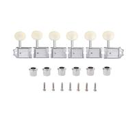 KAISH Pure Vintage Tuners Tuning Machines Pegs Guitar Tuning Keys with Split Post for Strat/Tele/Jaguar Aged White Plastic Oval Knob Right Handed Chrome