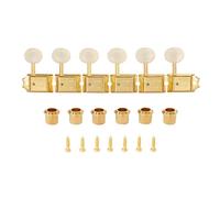 KAISH Pure Vintage Tuners Tuning Machines Pegs Guitar Tuning Keys with Split Post for Strat/Tele/Jaguar Aged White Plastic Oval Knob Right Handed Gold