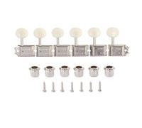 KAISH Pure Vintage Tuners Tuning Machines Pegs Guitar Tuning Keys with Split Post for Strat/Tele/Jaguar Aged White Plastic Oval Knob Right Handed Nickel