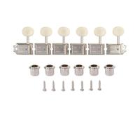 KAISH Pure Vintage Tuners Tuning Machines Pegs Guitar Tuning Keys with Split Post for Strat/Tele/Jaguar Aged White Plastic Oval Knob Left Handed Nickel