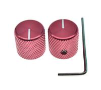 KAISH Set of 2 Aluminium Metal Flat Top Guitar Bass Knobs Guitar Volume/Tone Control Knobs 1/4" Universal Potentiometer Pot Knobs with Indicator Line for Tele/Telecaster Red