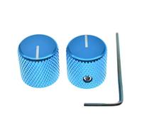 KAISH Set of 2 Aluminium Metal Flat Top Guitar Bass Knobs Guitar Volume/Tone Control Knobs 1/4" Universal Potentiometer Pot Knobs with Indicator Line for Tele/Telecaster Blue