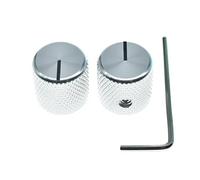 KAISH Set of 2 Aluminium Metal Flat Top Guitar Bass Knobs Guitar Volume/Tone Control Knobs 1/4" Universal Potentiometer Pot Knobs with Indicator Line for Tele/Telecaster Silver
