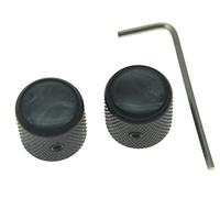 KAISH Set of 2 Black Pearl Top Guitar Dome Knobs with Set Screw for Tele Guitars Black Pearl Cap Bass Chrome Knobs