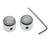 KAISH Set of 2 Chrome with White Pearl Cap Guitar Knobs Pearl Top Dome Knobs Bass Knob with Set Screw for Tele/Telecaster