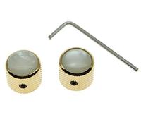 KAISH Set of 2 Gold with White Pearl Cap Guitar Knobs Pearl Top Dome Knobs Bass Knob with Set Screw for Tele/Telecaster