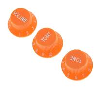 KAISH Set of 3 Orange w/White Number ST Strat Style Guitar Knob Volume Tone Knobs