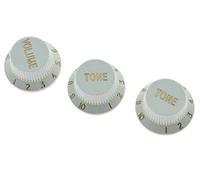 KAISH Set of 3 White ST Strat Style Guitar Knob Volume Tone Knobs