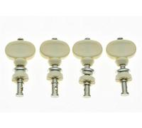 KAISH Set of 4 Nickel w/Ivory Buttons Ukulele Tuners Tuning Keys Pegs Machine Heads