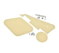 KAISH Solid Cream 1 Ply LP Guitar Pickguard Back Plate/Rear Cavity Cover Switch Plate with Steel Nickel Bracket and Steel Pickguard Mounting Screws for USA Les Paul