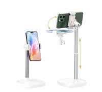Kaishuai Mobile Phone Stand, Phone Holder, Height-Adjustable Table Mobile Phone Holder, Multi-Angle Mobile Phone Holder for Desktop, Video and Viewing Mobile Phone Holder Table (White)