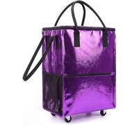 Kaisiyuanlin Reusable Grocery Bags on Wheels,Collapsible Rolling Shopping Tote Bag with Wheels,70L Capacity Purple Grocery Hauler for Warehouse Club Shopping,Laundry,Moving,Apartment Essentials