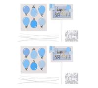 kaisudiAP For Happy Birthday Cake Topper Letters, For Birthday Decorations, 2pcs Set With Cute Balloon Design, Durable And Reusable Cake Decor, Ideal For Party, Celebration, Annive (Blue)