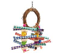 kaisudiAP Parrot Rattan Bamboo Toy Safe Nibbling Parrot Chewing Hanging Toy for Finches Small Birds Cockatiel
