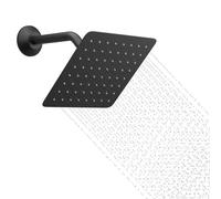 KAITAIHD Black Rainfall Square Shower Head, 8 inch, Fixed Mounted