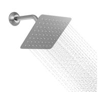 KAITAIHD Brushed Nickel Shower Head with Shower Arm, 8 inch Wall Mounted Ultra Thin Square Shower Head