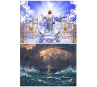 KAITAK 2Pcs Diamond Painting Kits for Adults, Jesus Diamond Art Kits Full Drill Diamond Dots Paint with Diamonds Home Religious Wall Decor, 30x40cm, JJ3
