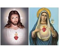 KAITAK 2Pcs Diamond Painting Kits for Adults, Jesus Virgin Mary Diamond Art Kits Full Drill Diamond Dots Paint with Diamonds Home Religious Wall Decor, 30x40cm, JM1