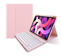 kaitesi Keyboard Case for iPad A16 11th Generation 2025 11 inch/iPad 10th Generation 2022 10.9 inch, Detachable Round Key Color Keyboard Cover (Light Pink)