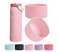 Kaitiaki 2PCS Silicone Boot for Stanley IceFlow 24 oz, Fits Flip Straw & Fast Flow Lid Bottles, Anti-Slip Bottom Sleeve, Protective Water Bottle Accessories, BPA-Free (Strawberry Cream)