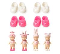 Kaitiaki 4 Pairs Doll Shoes for Sonny Angel, Fits 3 Inch Minifigures Regular Series Replacement Accessories, Cute Fashion Pink & White Mini Shoes Set for Collectible Dolls (No Doll)