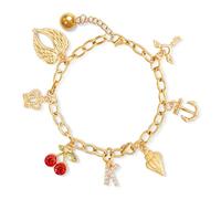 Kaitiaki Katseye Charm Bracelet for Fans, Katseye Merch Link Bracelet with 7 Symbolic Charms, Adjustable Stainless Steel Chain Bracelets, Concert & Music Festival Jewelry Gift, 7 Charms, Cubic