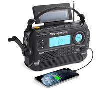 Kaito Voyager Pro KA600 Digital Solar Dynamo Wind Up Crank Dynamo AM/FM/LW Shortwave and NOAA Weather Protection Radio with Flashlight, Reading Lamp Alarm with Power Supply, Black