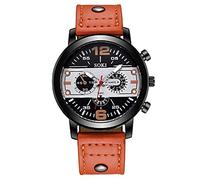 Kaitoly 2019 Newest Watches Men's Digital Quartz Analog Wrist Watch Couple Leather Band Watch Luxury Sports Casual Watches Fashion Business Dress Wacthes Wristwatch (Orange)