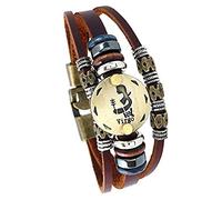 Kaitoly Creative Multi-layer Bracelet Men Women 12 Constellation Leather Bracelet with Beads Bracelet Jewelry Gift 21CM - Virgo