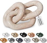 Kaivi Artisan Hand-Crafted Marble Decor Chain Link, Timeless Decorative Marble Links Home Decor for Living & Outdoor Spaces, Unique Marbling, Smooth Premium Imported Marble 13", Cream Rose